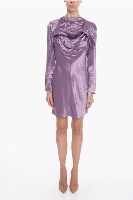 Satijnen BANDANA midi-jurk in violet - Image 1