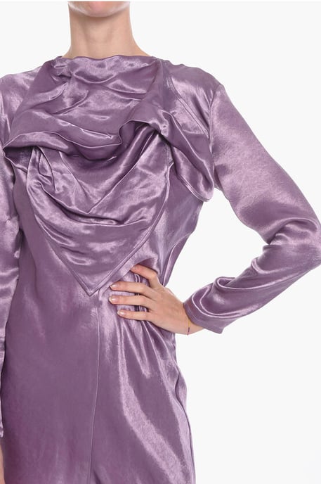 Satijnen BANDANA midi-jurk in violet - Image 3