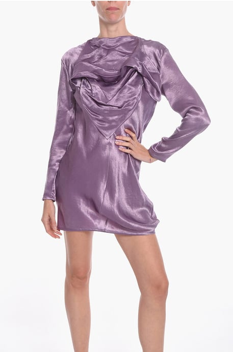 Satijnen BANDANA midi-jurk in violet - Image 4