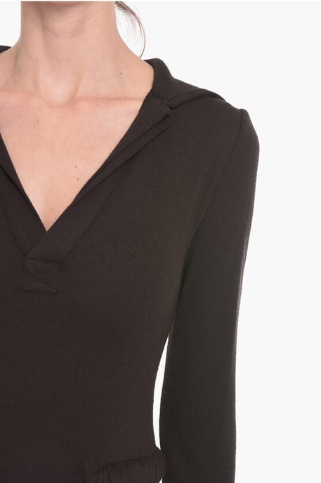 SALON 01 Jersey Maxi-jurk met lange mouwen in bruin - Image 3