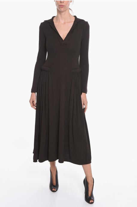 SALON 01 Jersey Maxi-jurk met lange mouwen in bruin - Image 4