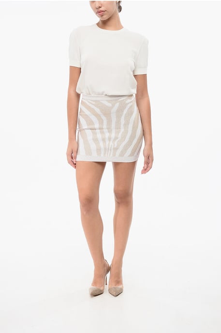 Lurex ZEBRA minirok met rits aan de achterkant in goud - Image 4
