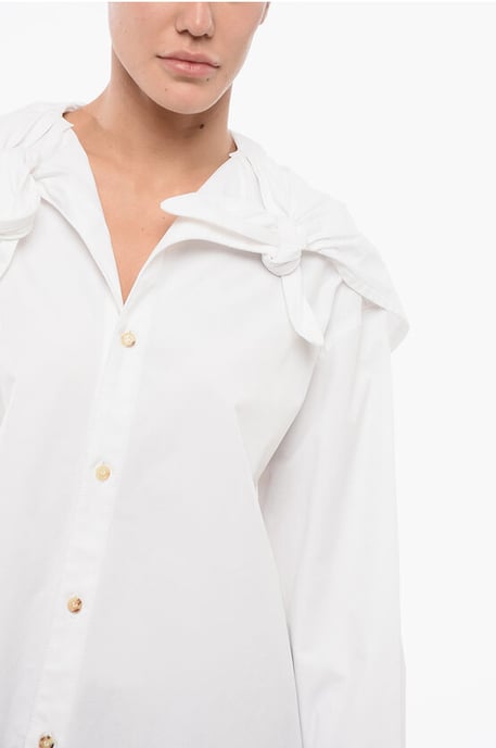 Oversized overhemd met geknoopte details in wit - Image 3