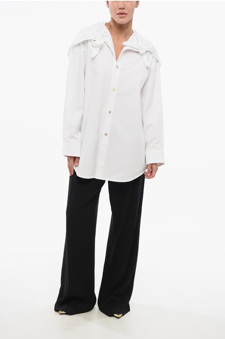 Oversized overhemd met geknoopte details in wit - Image 4