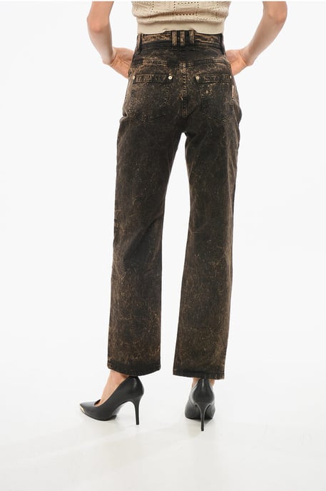 Acid Wash Effect Straight Fit Jeans 18cm in Marrone, Nero - Image 2