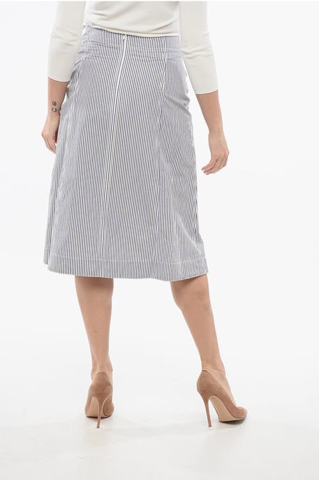 Gestreepte rok met knoopdetail in blauw - Image 2