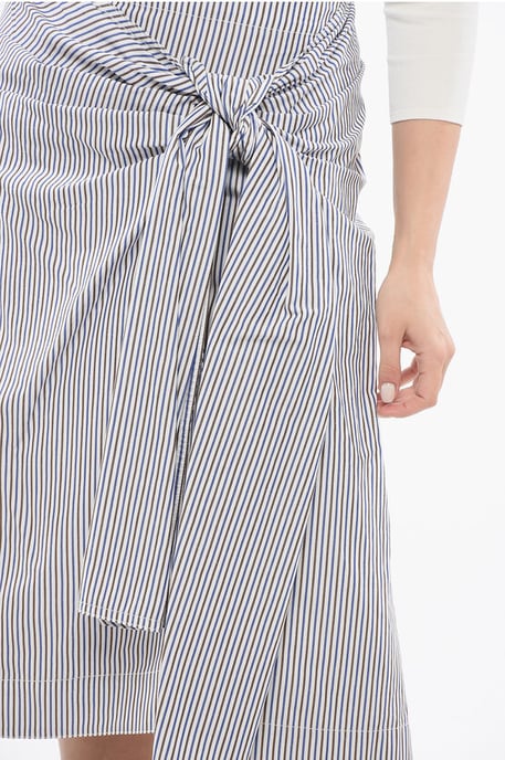 Gestreepte rok met knoopdetail in blauw - Image 3