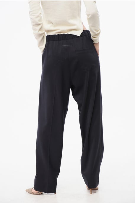 MM6 Virgin Wool Stretch Blend Broek met Trekkoord Taille in Blauw - Image 2
