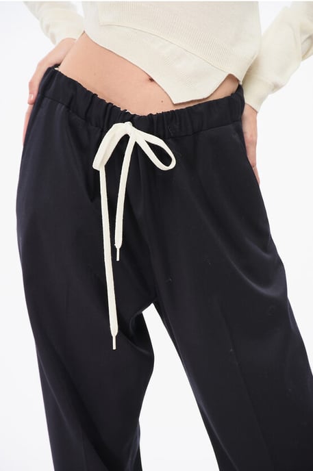 MM6 Virgin Wool Stretch Blend Broek met Trekkoord Taille in Blauw - Image 3