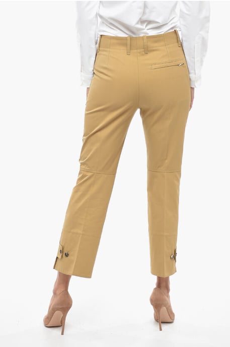 Katoenen, taps toelopende broek met plooien aan de voorkant in bruin - Image 2