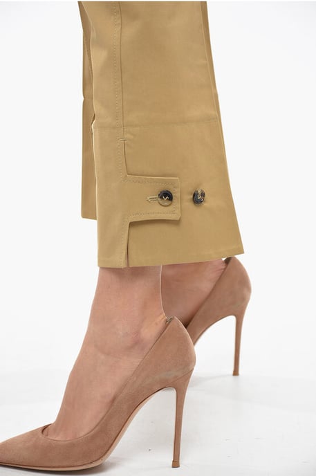 Katoenen, taps toelopende broek met plooien aan de voorkant in bruin - Image 3