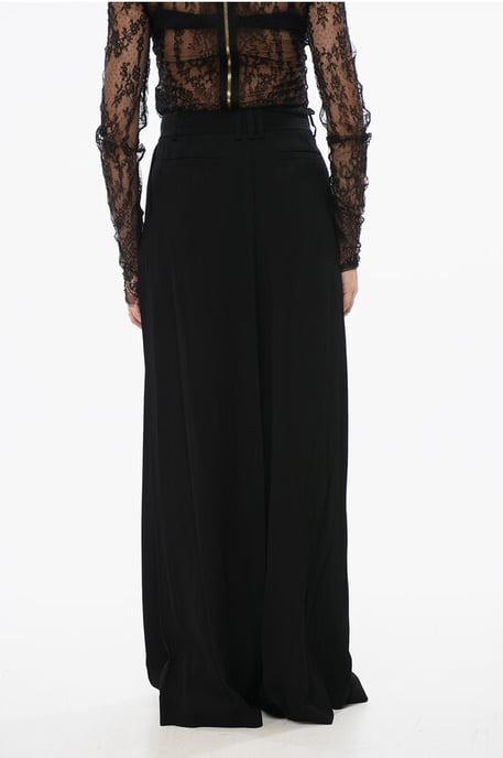 Dubbelgeplooide viscose crêpe broek in zwart - Image 2