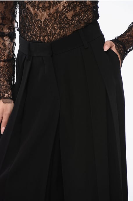 Dubbelgeplooide viscose crêpe broek in zwart - Image 3