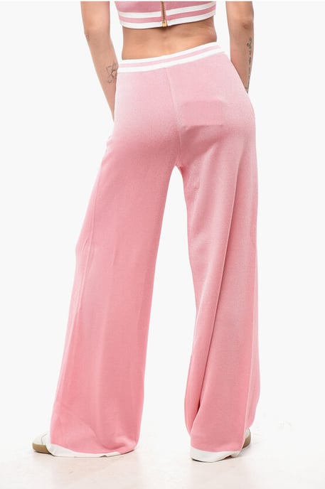 Casual broek met hoge taille en elastische tailleband in roze - Image 2