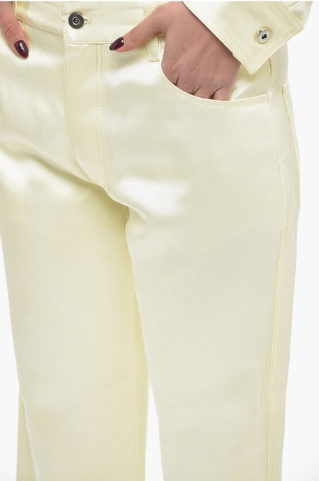 Viscose en zijdemix broek met losse pasvorm in geel - Image 3