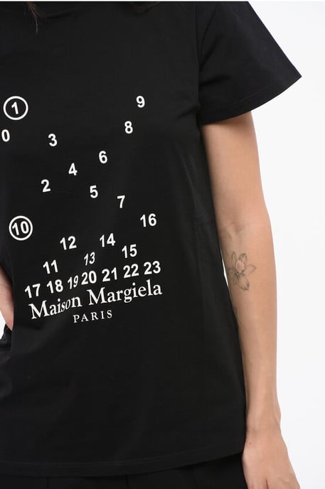 MM1 MM10 Katoenen T-shirt met ronde hals en contrasterend monogram in zwart - Image 3