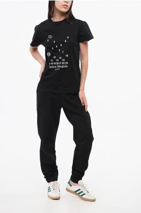 MM1 MM10 Katoenen T-shirt met ronde hals en contrasterend monogram in zwart - Image 4