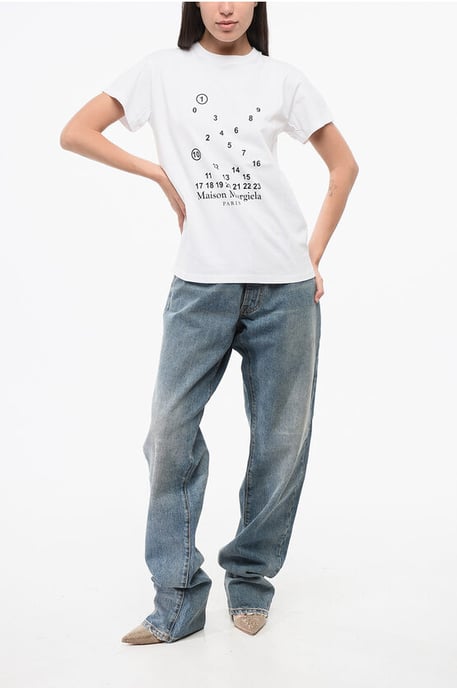 MM1 MM10 Katoenen T-shirt met ronde hals en contrasterend monogram in zwart en wit - Image 4