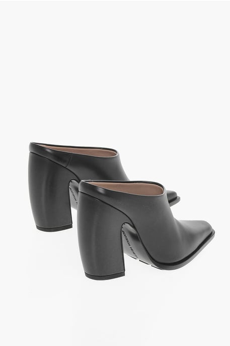 Leren TEX-muiltjes met beklede hak van 10 cm in zwart - Image 2