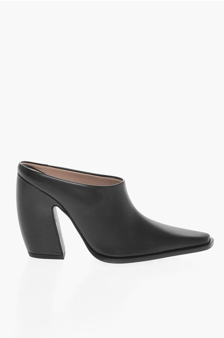 Leren TEX-muiltjes met beklede hak van 10 cm in zwart - Image 3