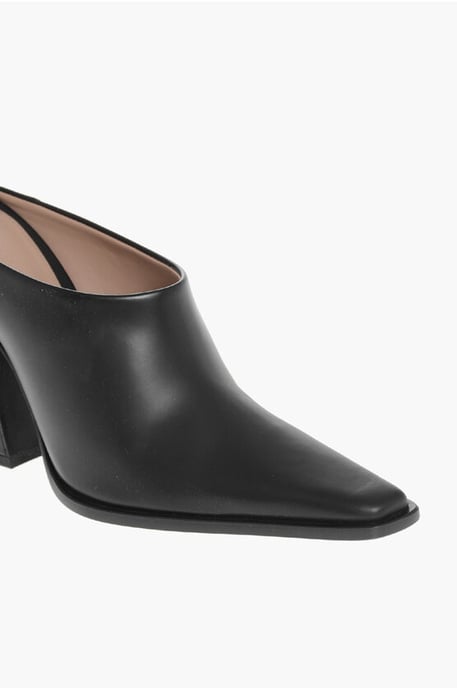 Leren TEX-muiltjes met beklede hak van 10 cm in zwart - Image 4