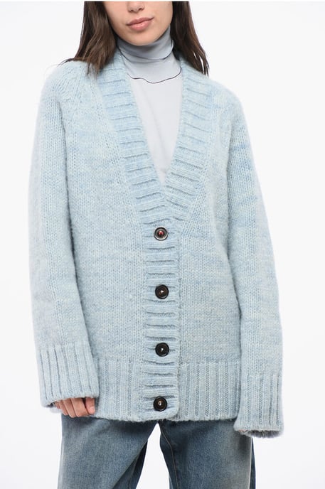 MM4 MM14 V-hals 4 knopen oversized vest in lichtblauw - Image 1