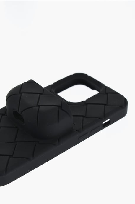 Gevlochten iPhone 13 Pro-hoes met Airpods-houder in zwart - Image 3