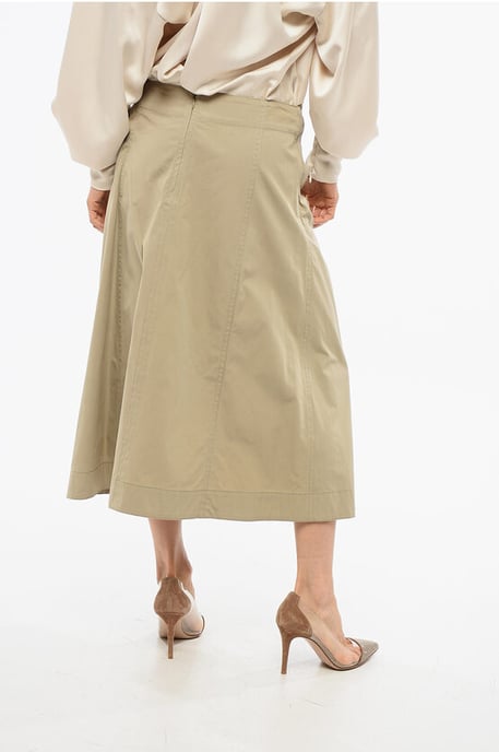 Geplooide katoenen lange rok in beige - Image 2
