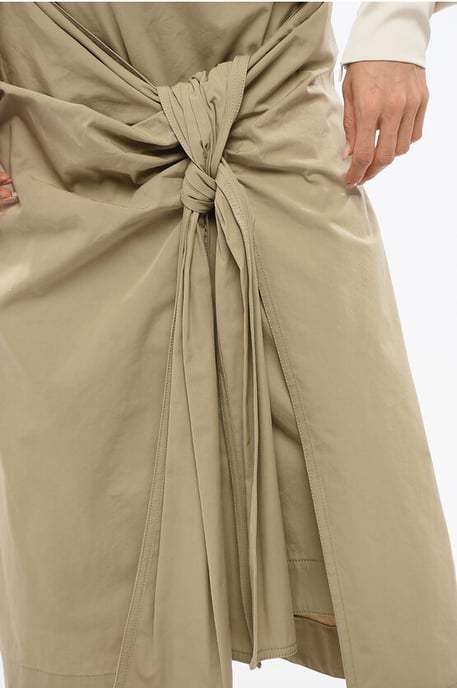 Geplooide katoenen lange rok in beige - Image 3