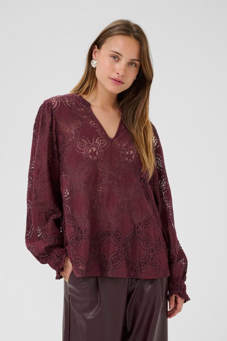 Blouse met lange mouwen CUolu Relaxed fit burgundy - Image 3