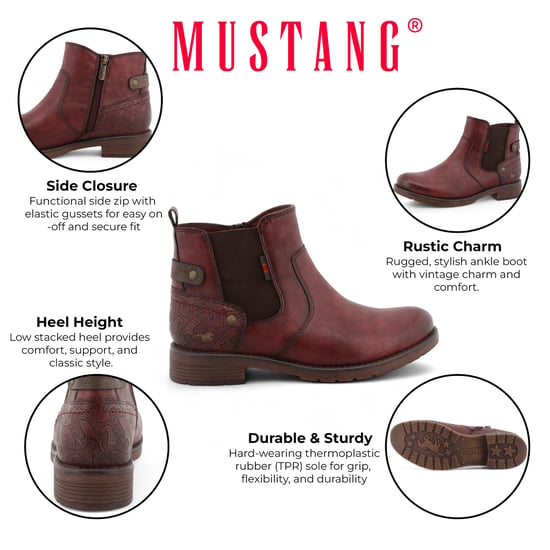 Mustang Dames Burgundy Chelsea Enkellaarsjes - Image 2