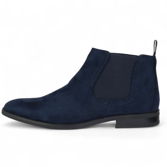 Heren Chelsea-laarzen van suède in marineblauw met voering van echt leer en instappers - Image 1