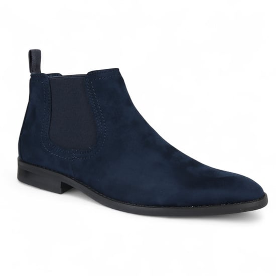 Heren Chelsea-laarzen van suède in marineblauw met voering van echt leer en instappers - Image 3