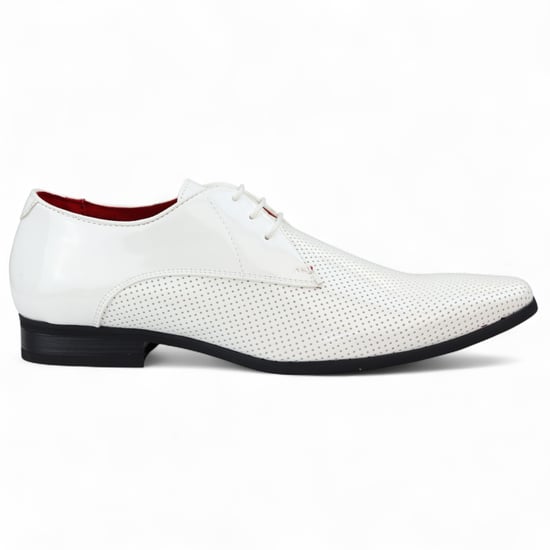 Witte puntige veterschoenen voor heren met geperforeerde neus - Image 1