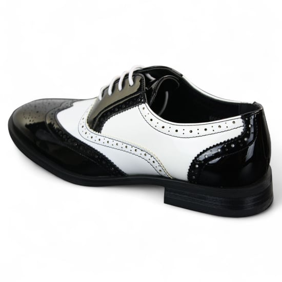 Herenschoenen met vetersluiting, zwart/wit, brogues, nette schoenen - Image 2