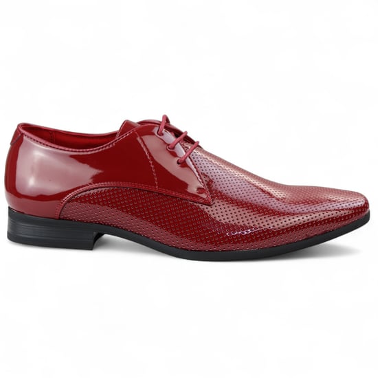 Rode puntige veterschoenen voor heren met geperforeerde neus - Image 1