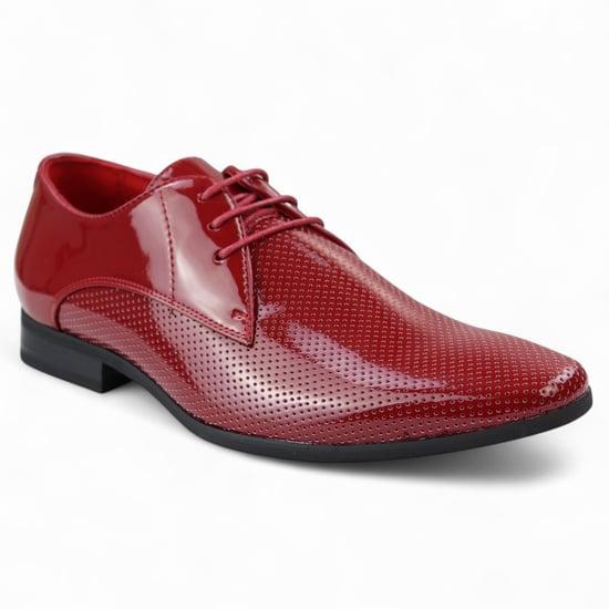 Rode puntige veterschoenen voor heren met geperforeerde neus - Image 2