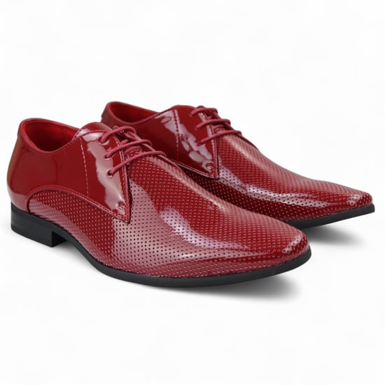 Rode puntige veterschoenen voor heren met geperforeerde neus - Image 3