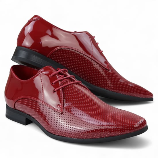 Rode puntige veterschoenen voor heren met geperforeerde neus - Image 4