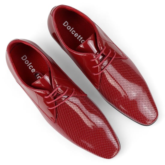 Rode puntige veterschoenen voor heren met geperforeerde neus - Image 5
