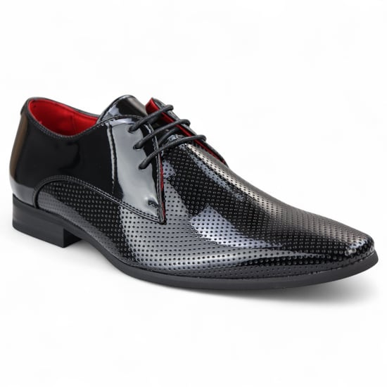 Zwarte puntige veterschoenen voor heren met geperforeerde neus - Image 2