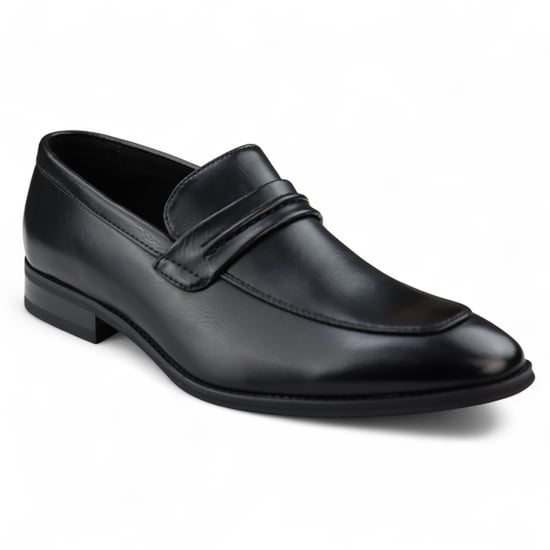 Zwarte instappers voor heren, gevoerd met leer en nette schoenen - Image 3