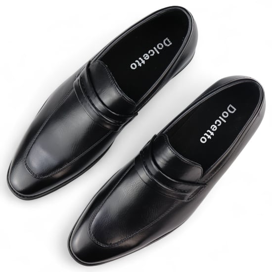 Zwarte instappers voor heren, gevoerd met leer en nette schoenen - Image 4