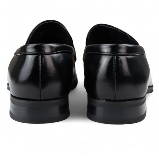 Zwarte instappers voor heren, gevoerd met leer en nette schoenen - Image 5