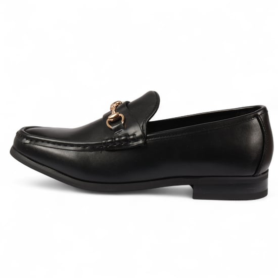 Zwarte loafers voor heren met gouden gesp en handige instappers - Image 1