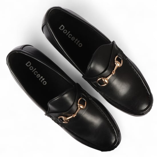 Zwarte loafers voor heren met gouden gesp en handige instappers - Image 4