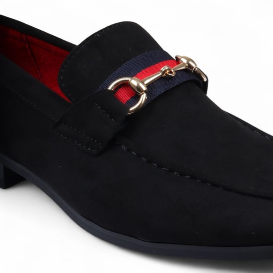 Zwarte suède loafers voor heren met gouden gesp, instapschoenen - Image 4