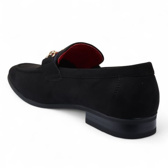 Zwarte suède loafers voor heren met gouden gesp, instapschoenen - Image 5
