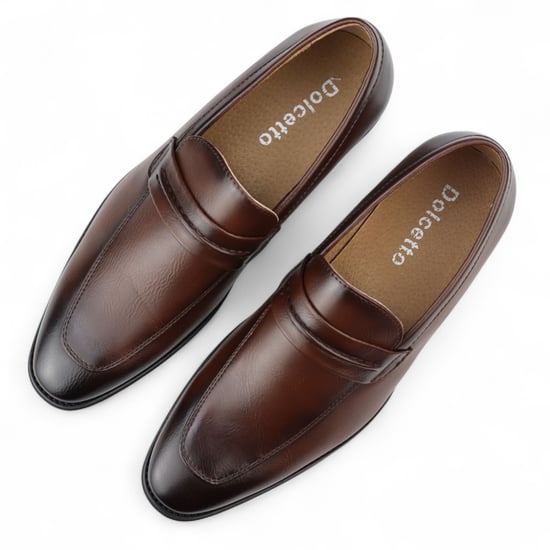 Bruine instappers voor heren, gevoerd met leer en nette schoenen - Image 3