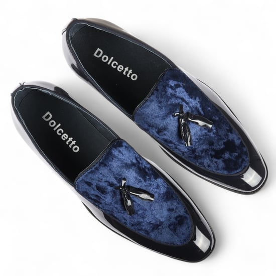 Herenschoenen in marineblauw met fluwelen kwastjes en formele lakschoenen - Image 6